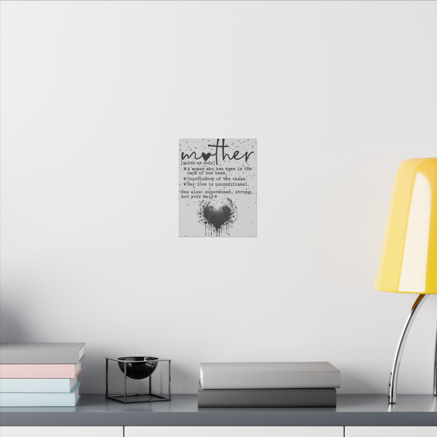 Mother Meaning Black and Grey Matte 10"x8" 0.75" Canvas