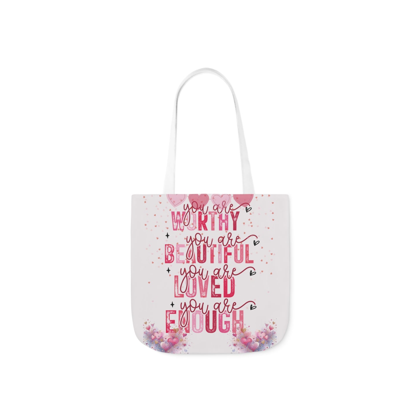 You Are Worthy Self Love Canvas Tote Bag, 3-Color Straps available
