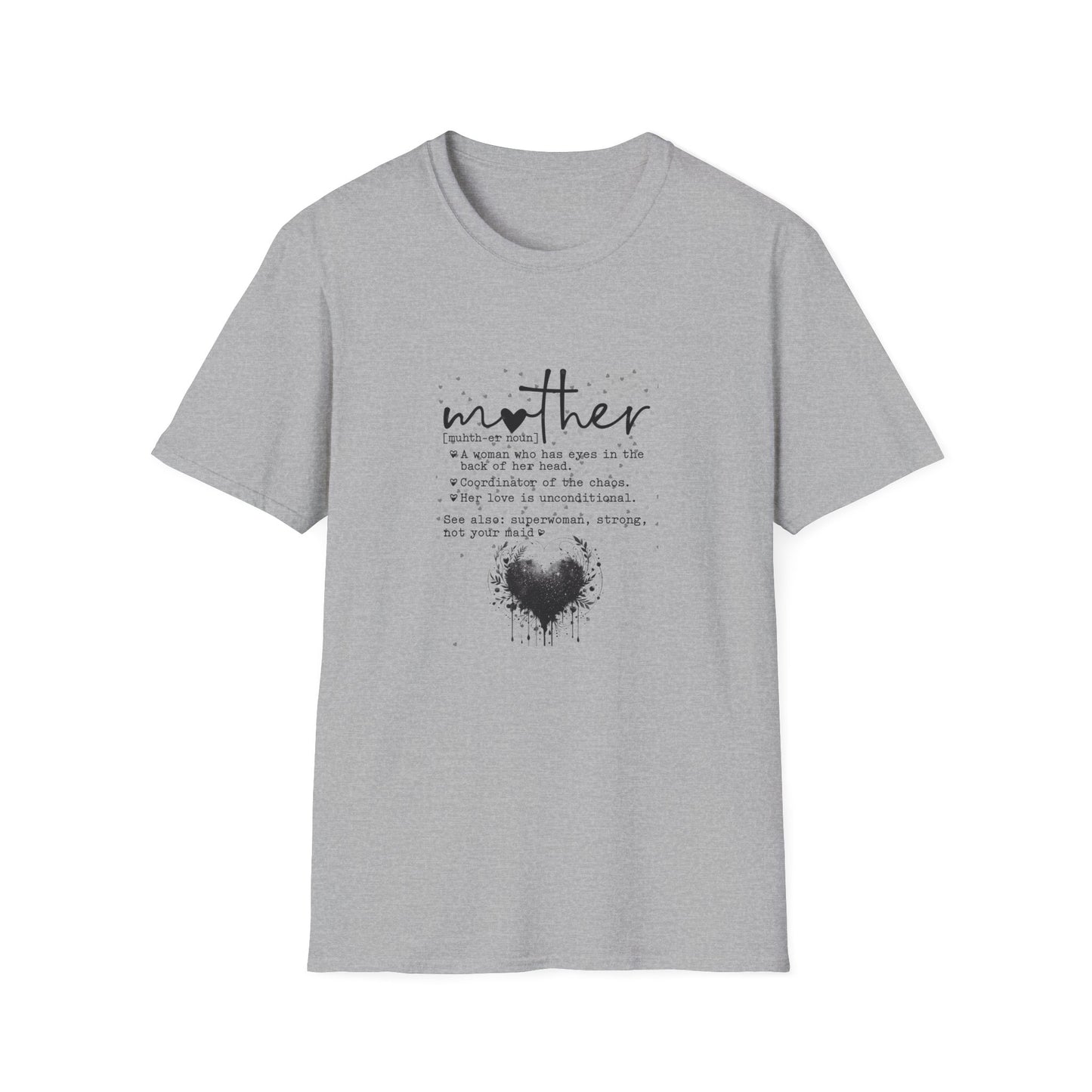Mother Meaning Black Print Unisex Softstyle Adult T-Shirt