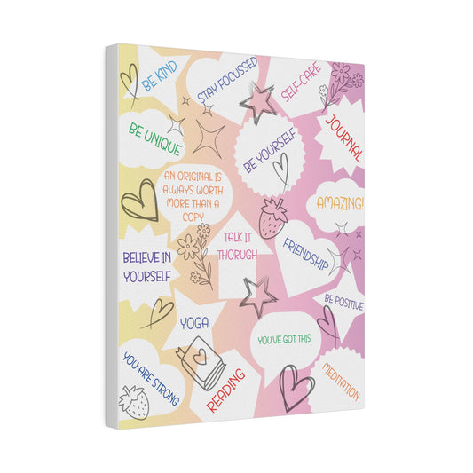 Positive Thoughts Matte Eco-friendly Canvas, Stretched, 0.75"