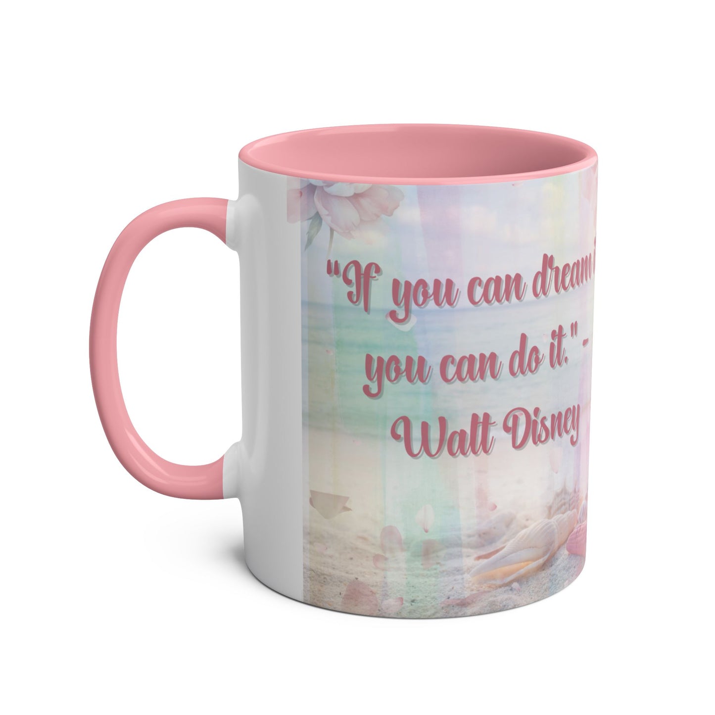 Positive Pastel Pink Accent Two-Tone Coffee Mugs, 11oz