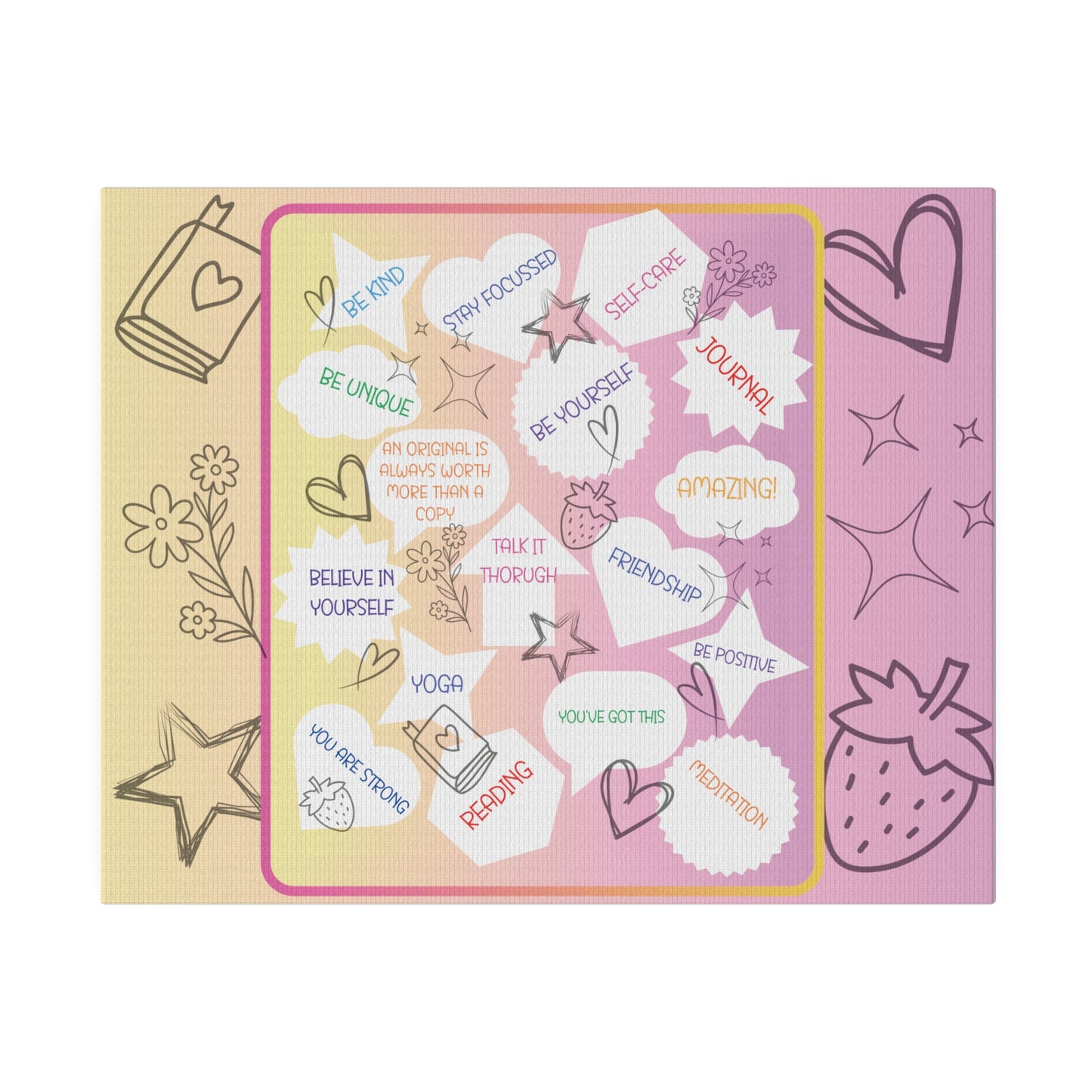 Positive Thoughts Eco-friendly Matte Canvas, Stretched, 0.75"