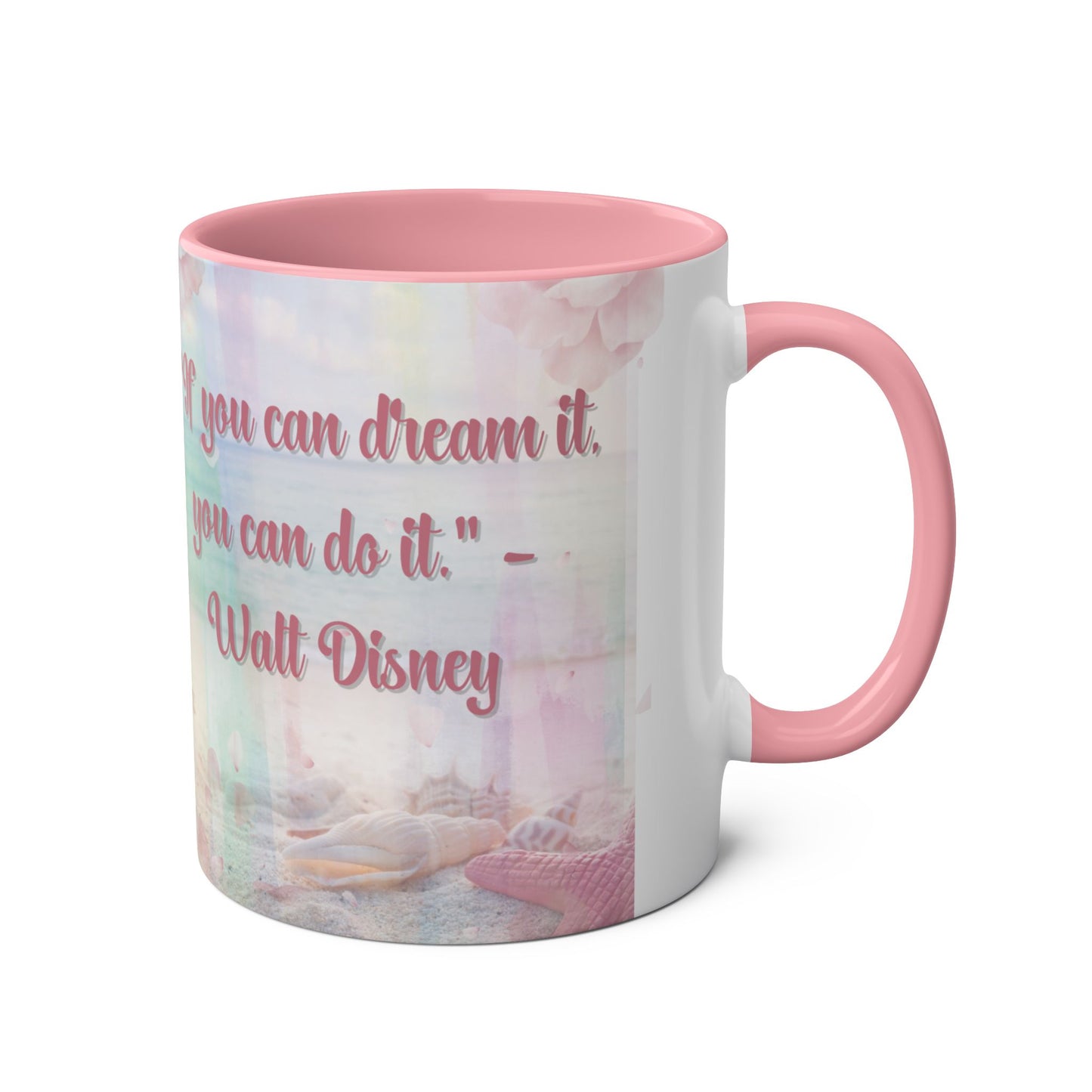 Positive Pastel Pink Accent Two-Tone Coffee Mugs, 11oz