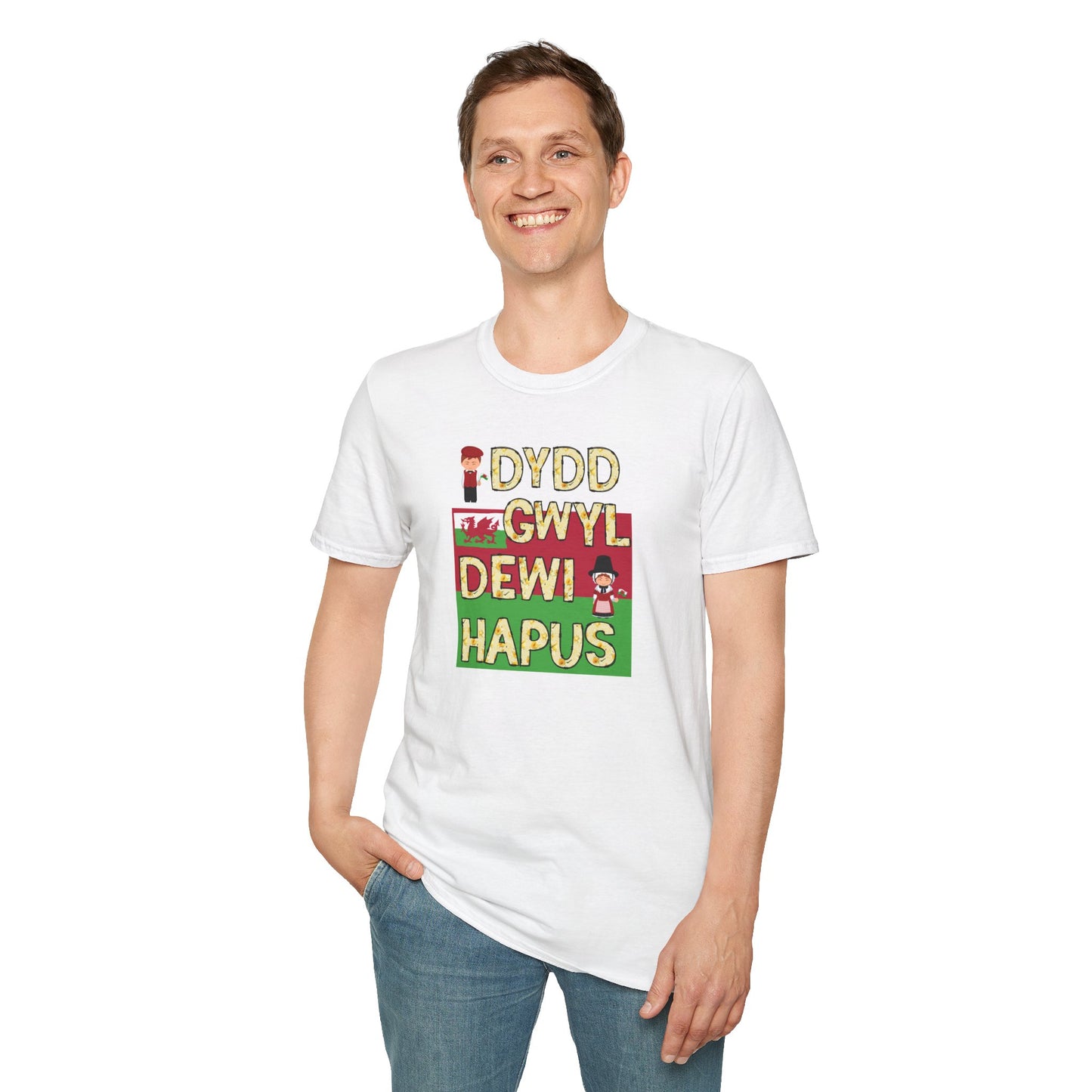 Dydd Gwyl Dewi Hapus Unisex Softstyle Adult T-Shirt
