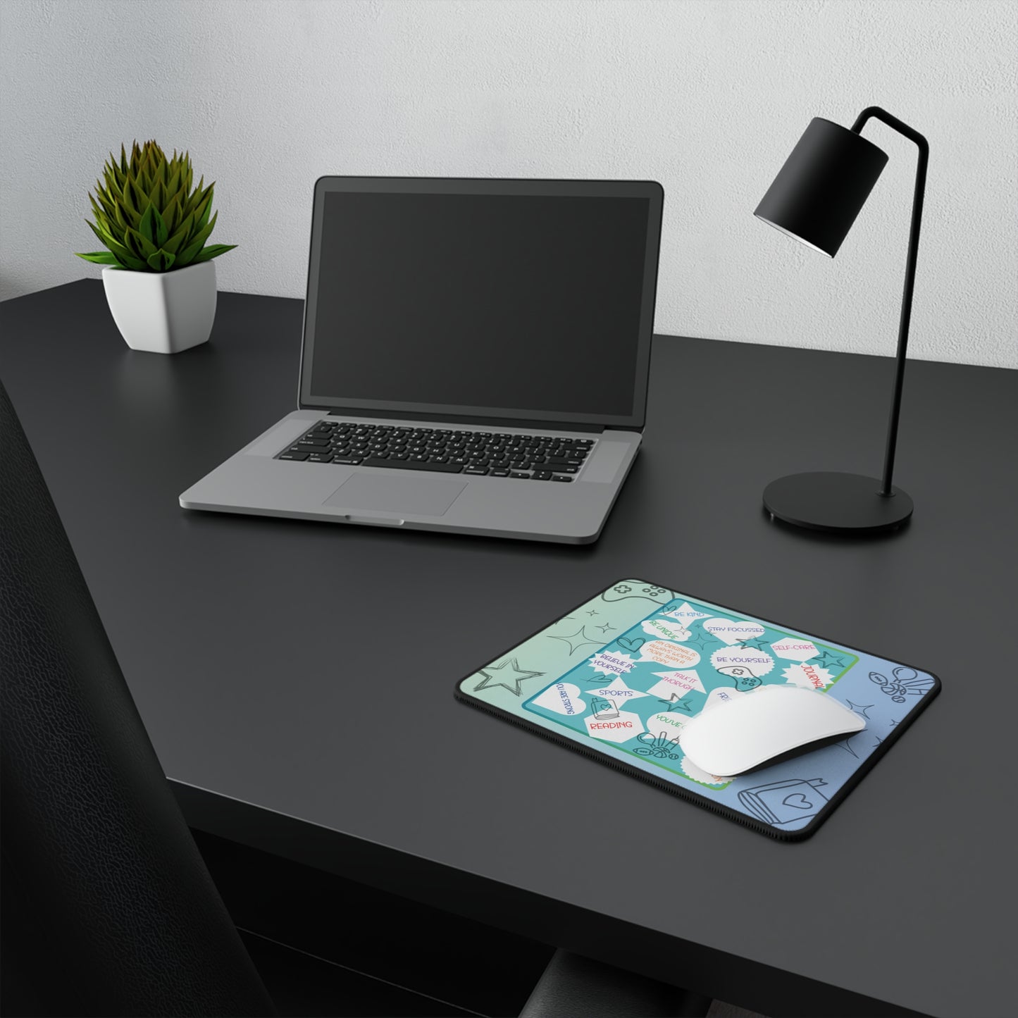 Positive Thoughts Blue Non-Slip Gaming Mouse Pad