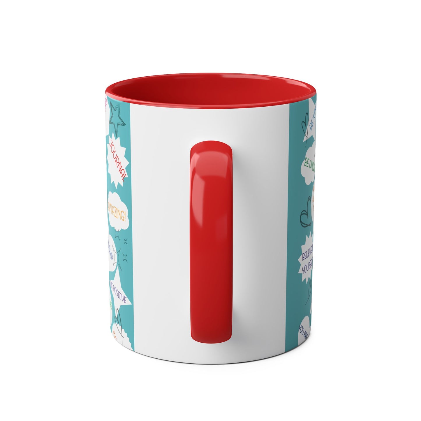 Positive Thoughts Blue Two-Tone Coffee Mugs, 11oz