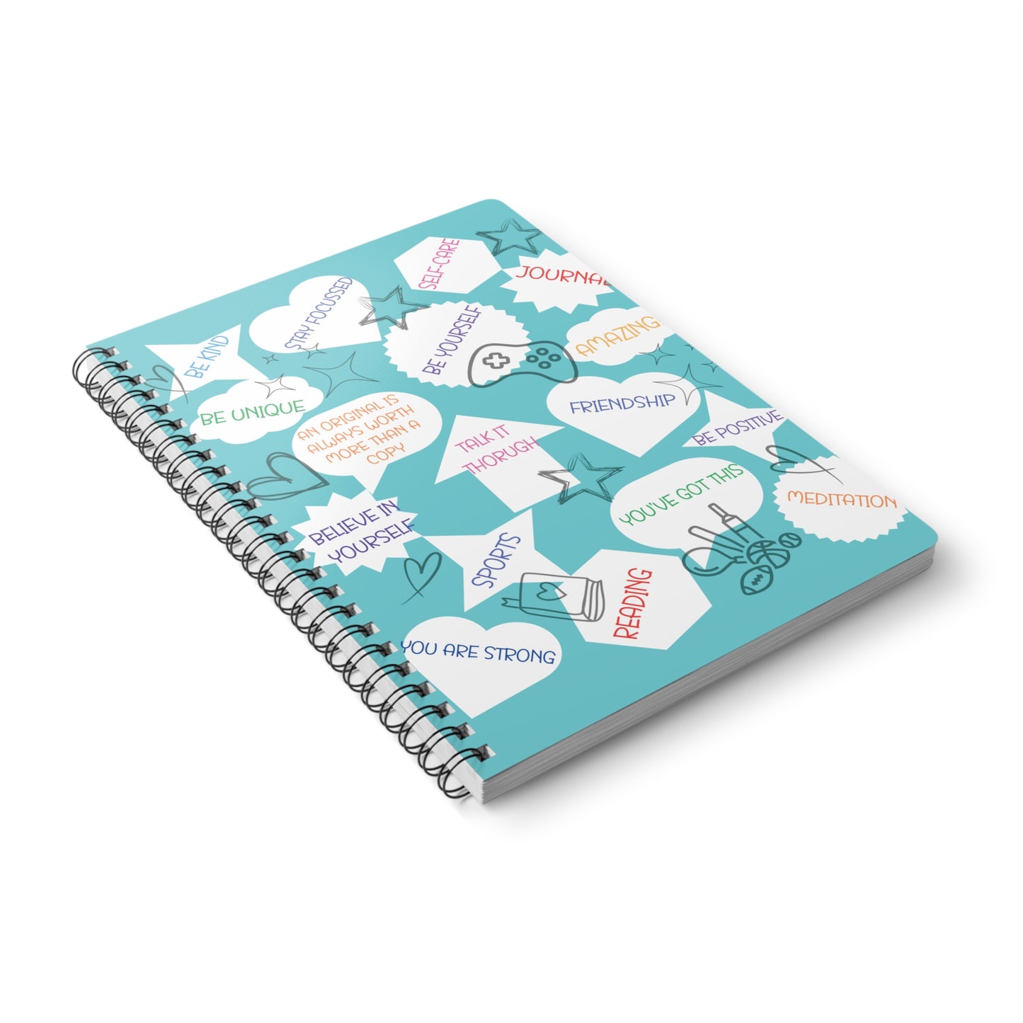 Positive Thoughts Blue Wirobound Softcover Notebook, A5