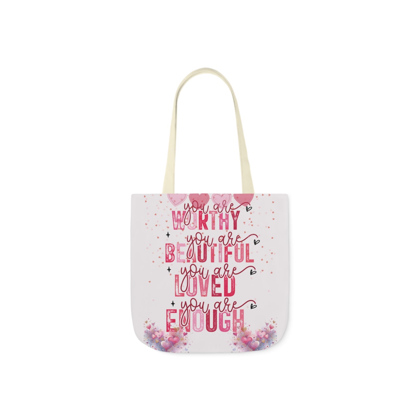 You Are Worthy Self Love Canvas Tote Bag, 3-Color Straps available