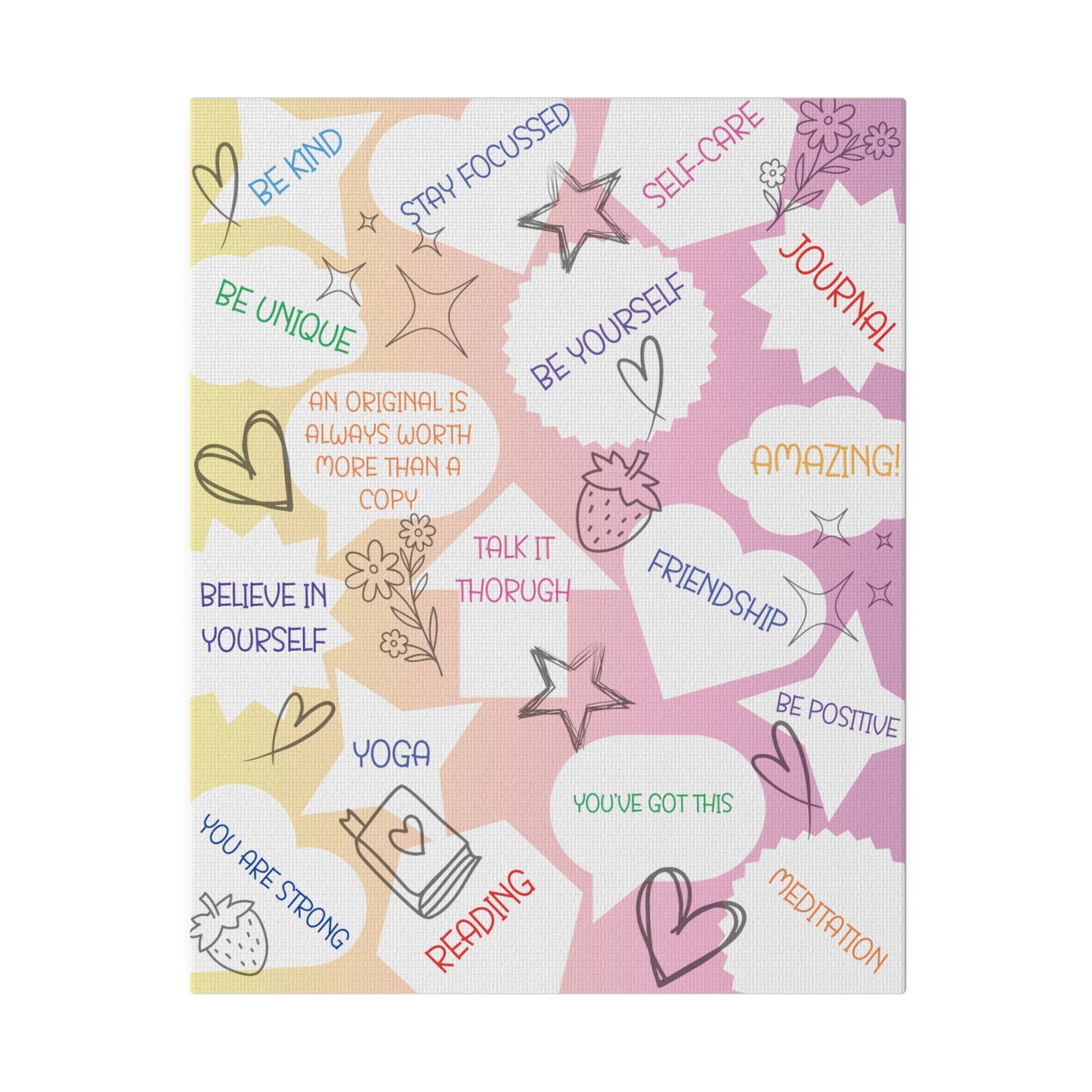 Positive Thoughts Matte Eco-friendly Canvas, Stretched, 0.75"