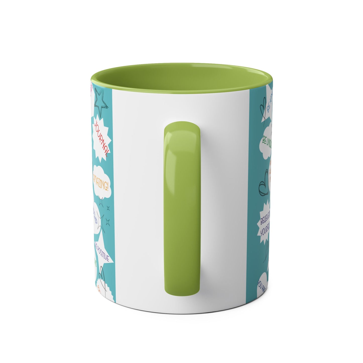 Positive Thoughts Blue Two-Tone Coffee Mugs, 11oz