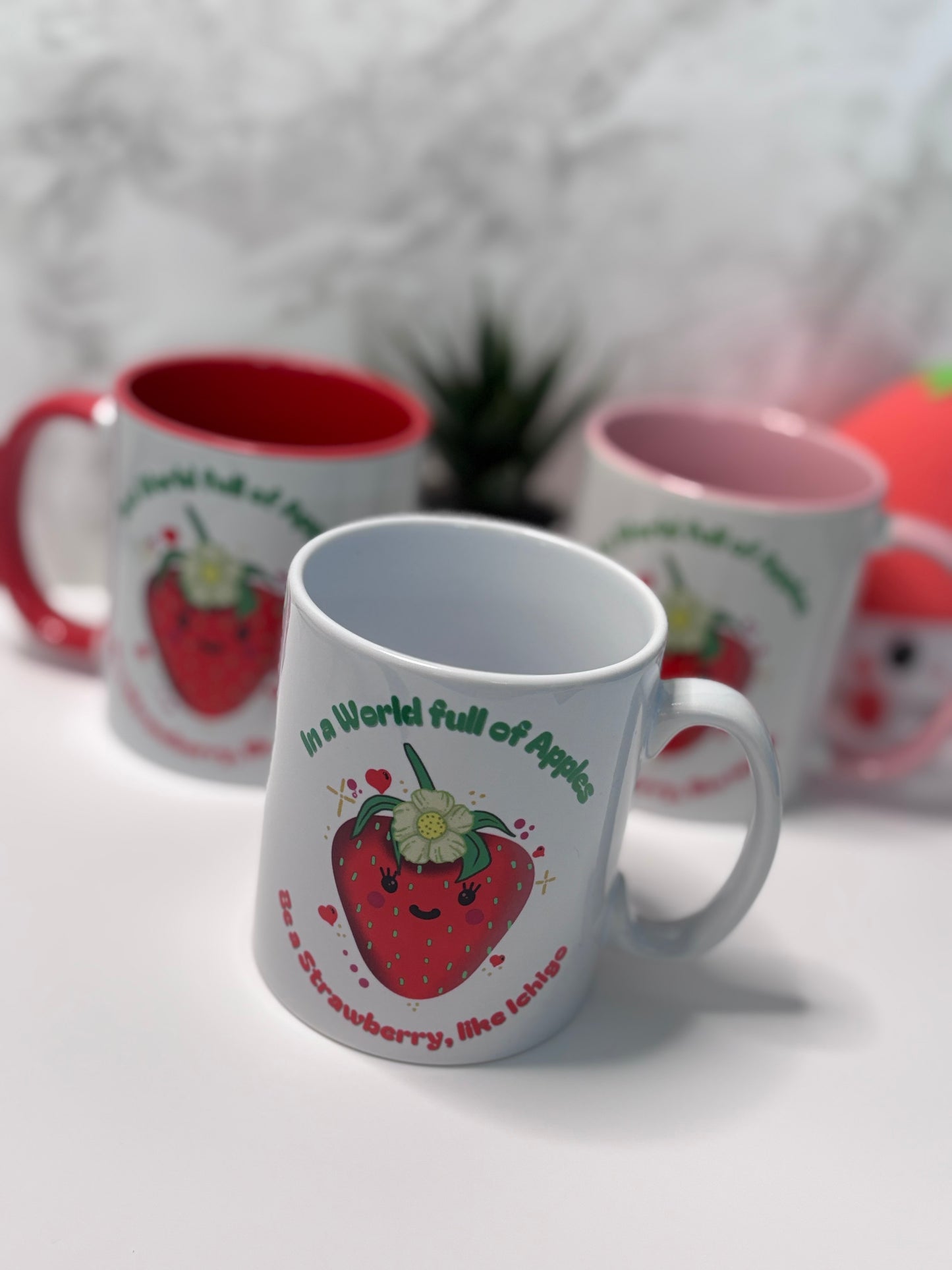 Ichigo the Strawberry Motivational 10oz white mug