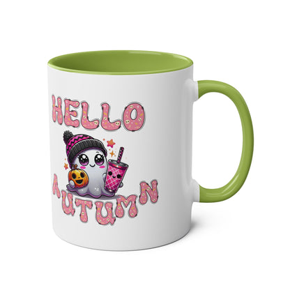 Hello Autumn Pink Two-Tone Coffee Mugs, 11oz