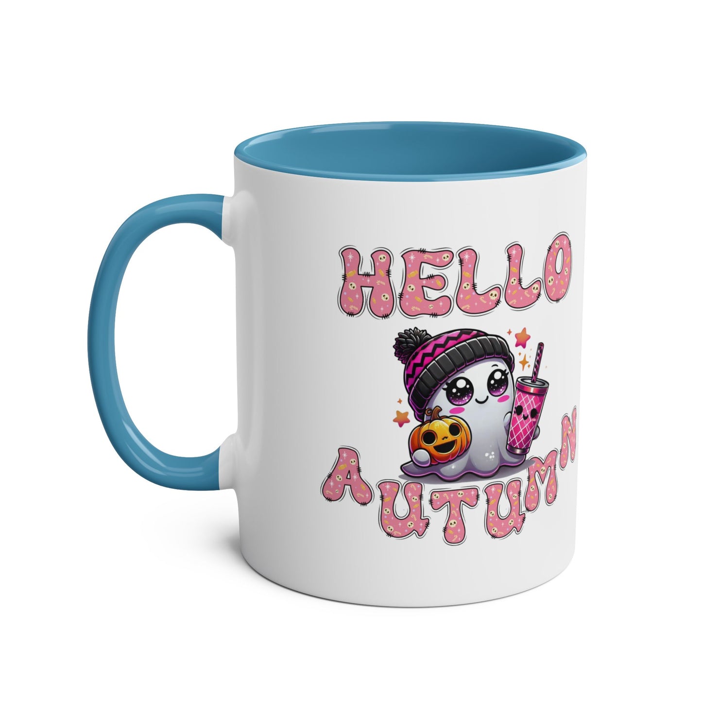 Hello Autumn Pink Two-Tone Coffee Mugs, 11oz