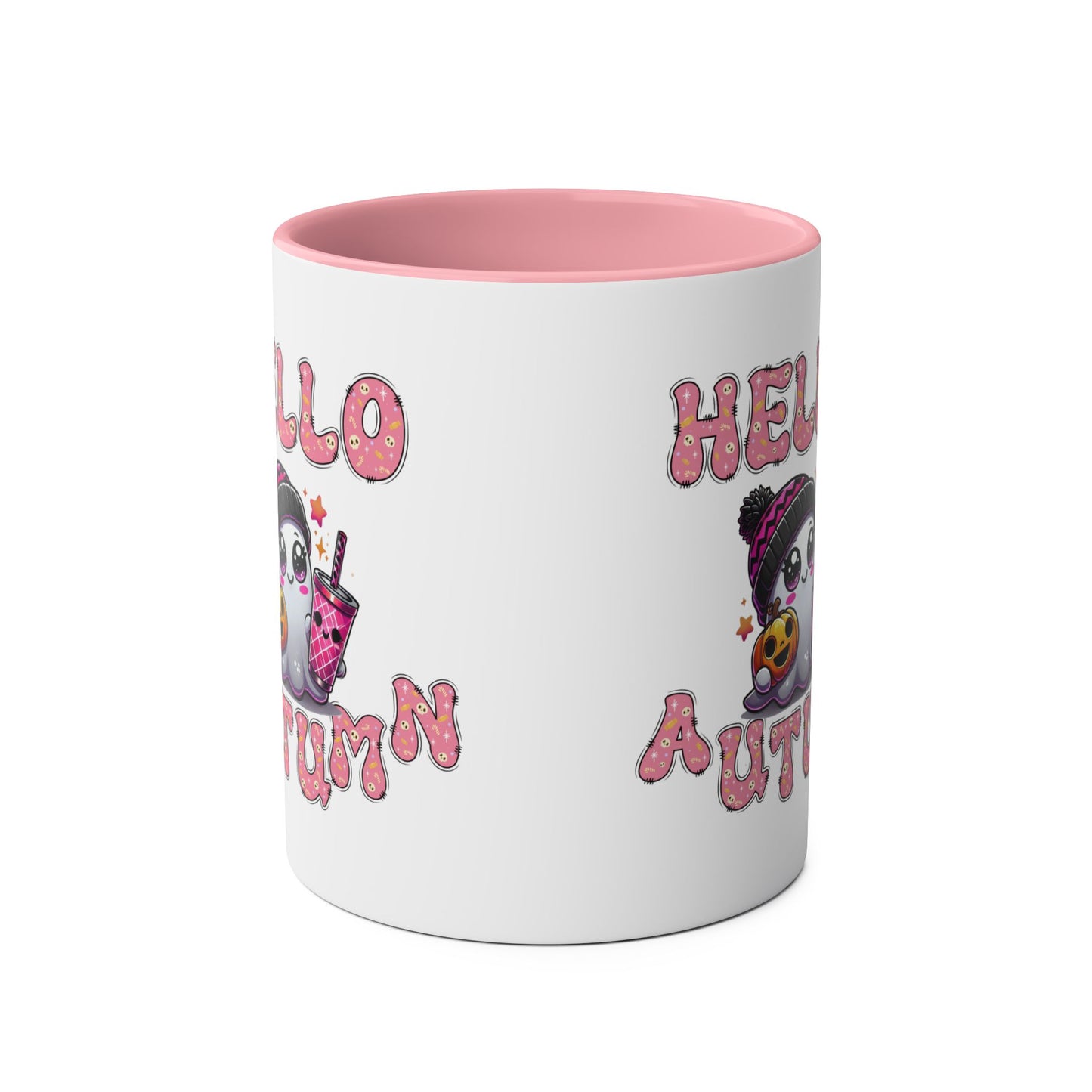 Hello Autumn Pink Two-Tone Coffee Mugs, 11oz