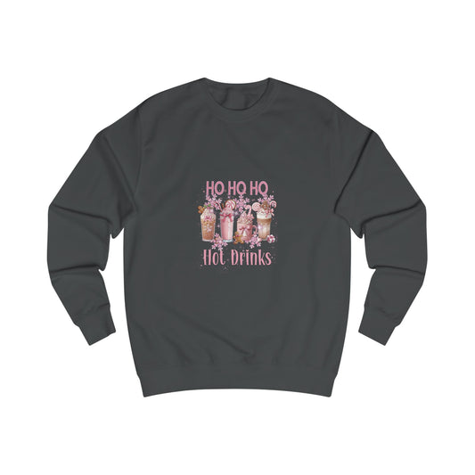 HO HO HO Hot Drinks Pink Accent Unisex Sweatshirt