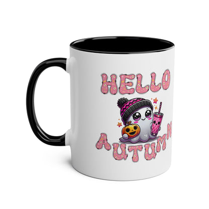 Hello Autumn Pink Two-Tone Coffee Mugs, 11oz