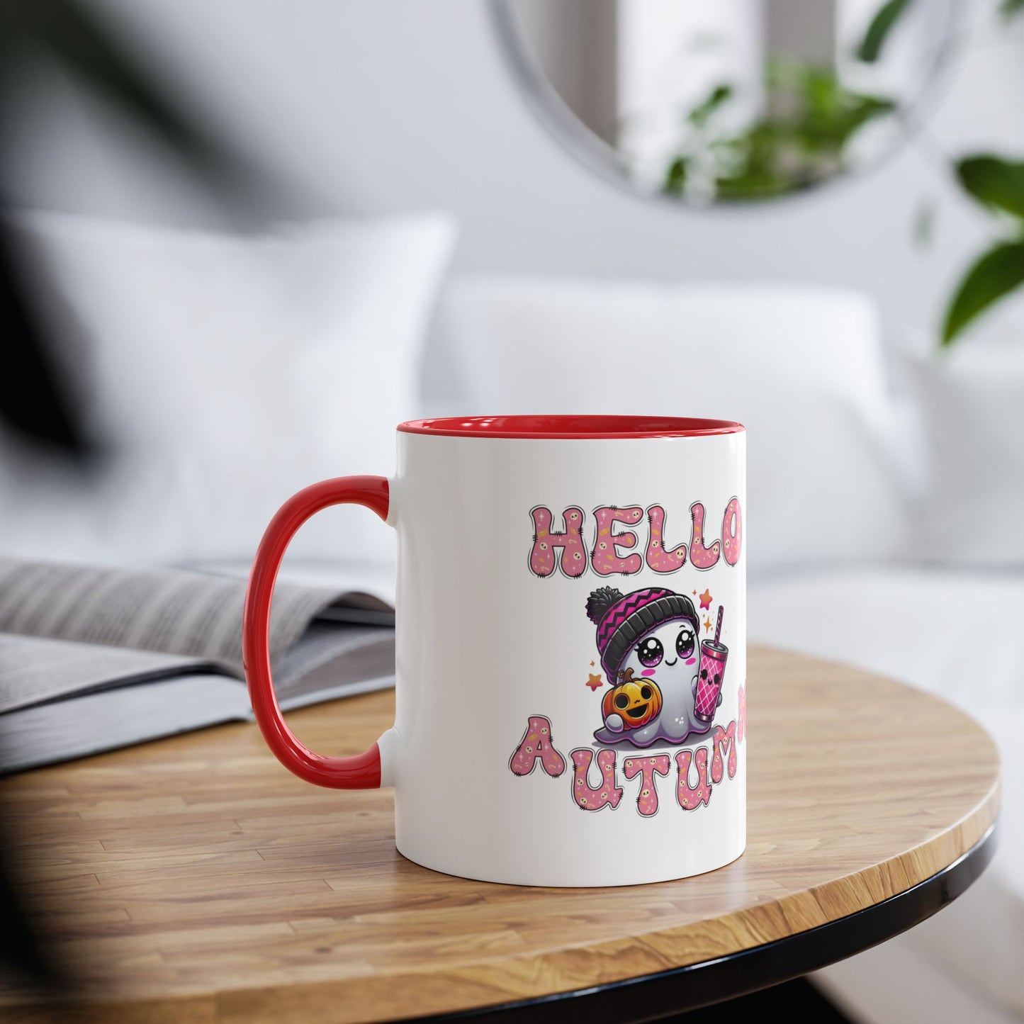 Hello Autumn Pink Two-Tone Coffee Mugs, 11oz