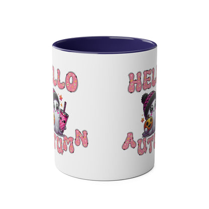 Hello Autumn Pink Two-Tone Coffee Mugs, 11oz