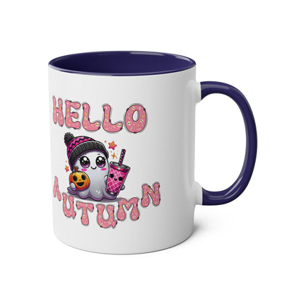 Hello Autumn Pink Two-Tone Coffee Mugs, 11oz