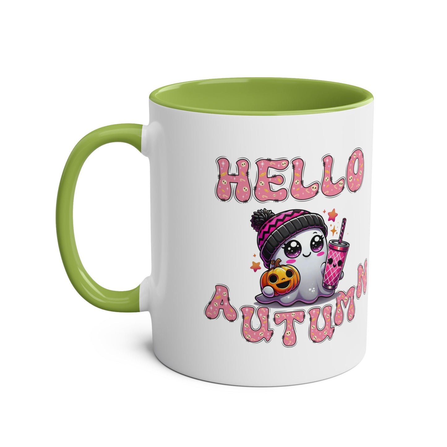 Hello Autumn Pink Two-Tone Coffee Mugs, 11oz