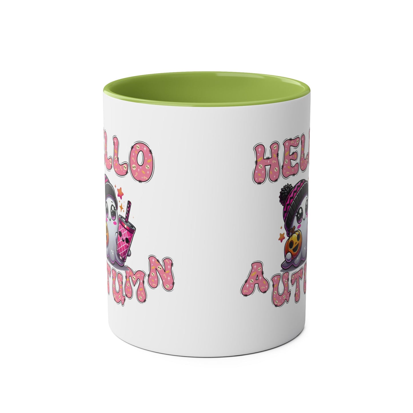 Hello Autumn Pink Two-Tone Coffee Mugs, 11oz