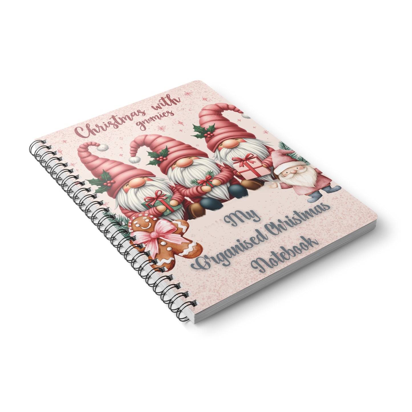 Christmas With My Gnomies Organised Christmas Wirobound Softcover Notebook, A5