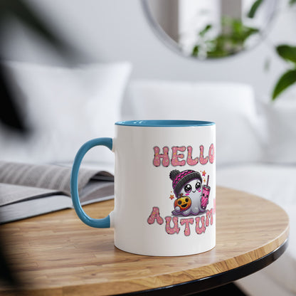 Hello Autumn Pink Two-Tone Coffee Mugs, 11oz