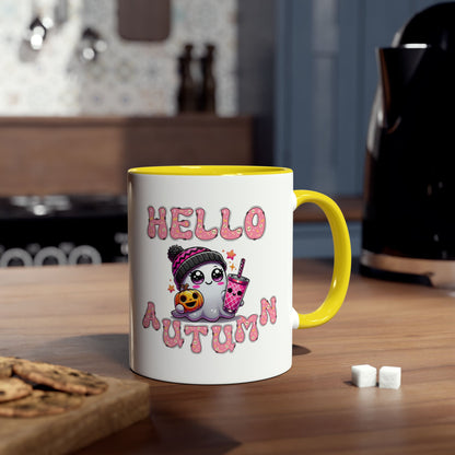 Hello Autumn Pink Two-Tone Coffee Mugs, 11oz