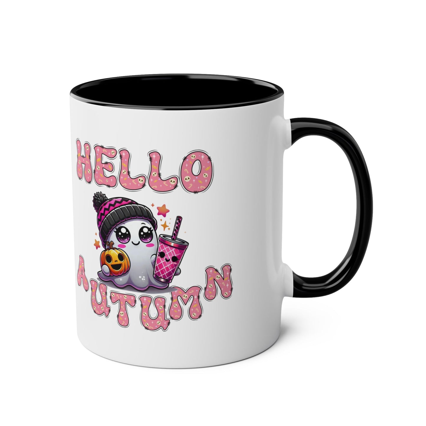 Hello Autumn Pink Two-Tone Coffee Mugs, 11oz