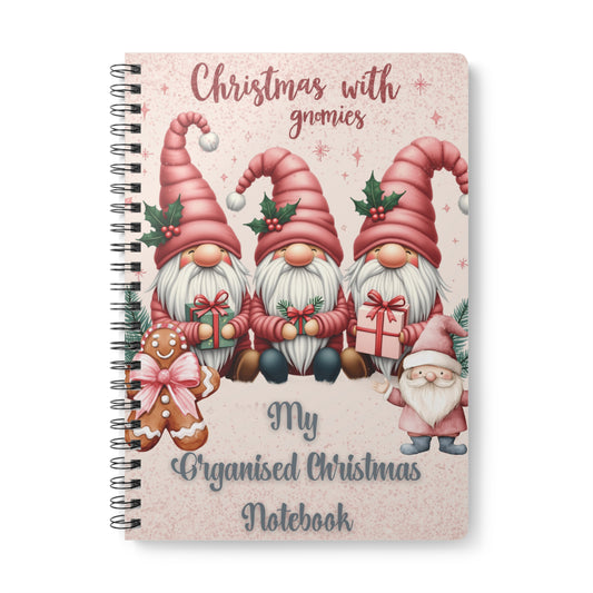 Christmas With My Gnomies Organised Christmas Wirobound Softcover Notebook, A5