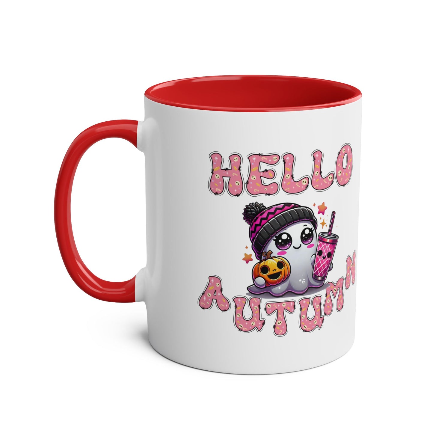 Hello Autumn Pink Two-Tone Coffee Mugs, 11oz