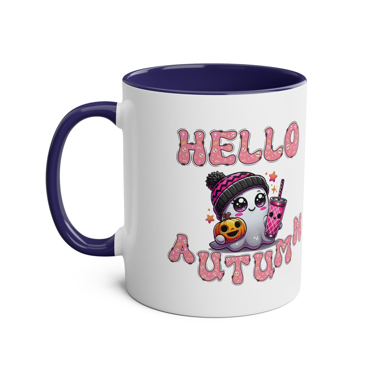 Hello Autumn Pink Two-Tone Coffee Mugs, 11oz