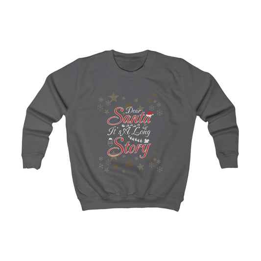 Dear Santa Kids Christmas Sweatshirt in Charcoal