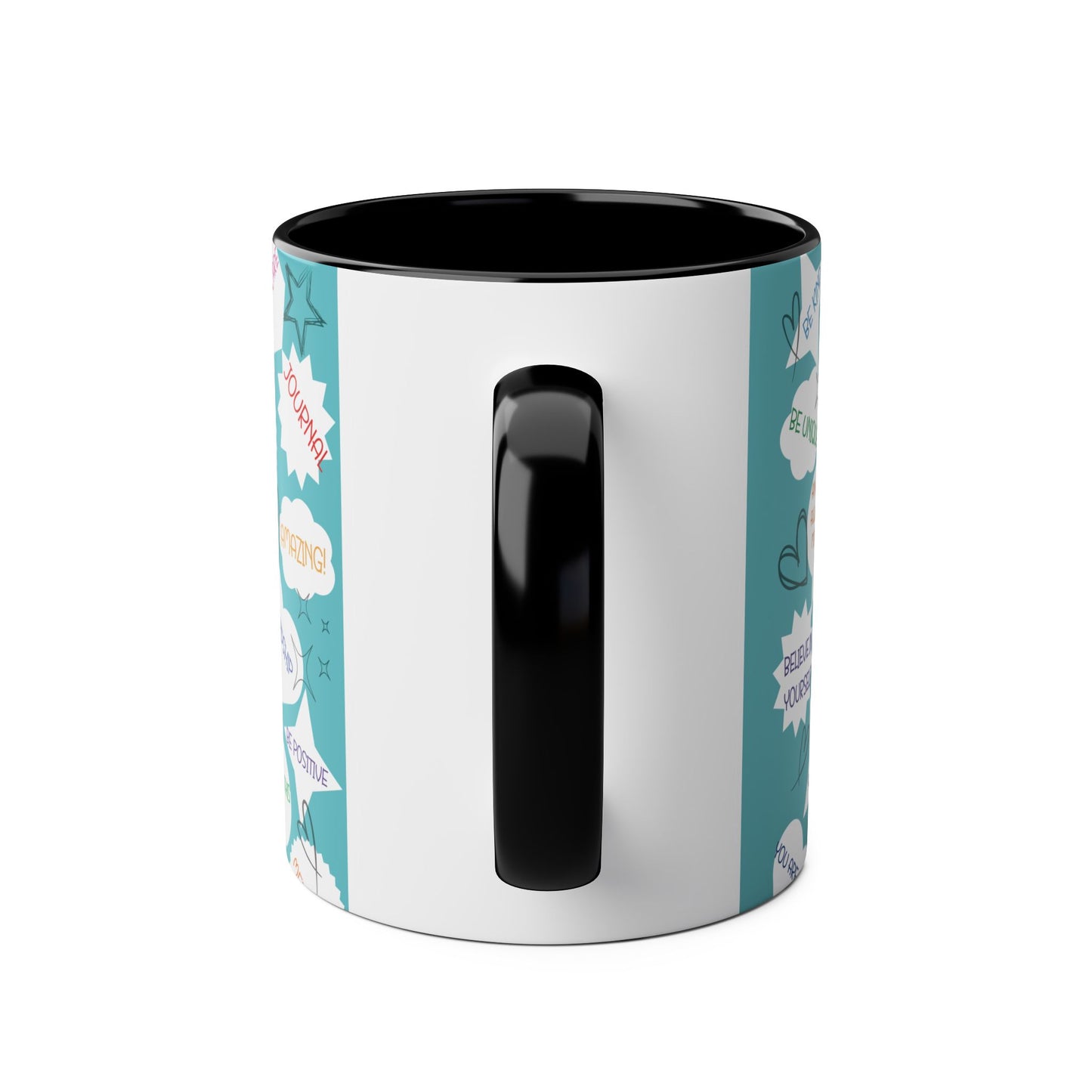 Positive Thoughts Blue Two-Tone Coffee Mugs, 11oz