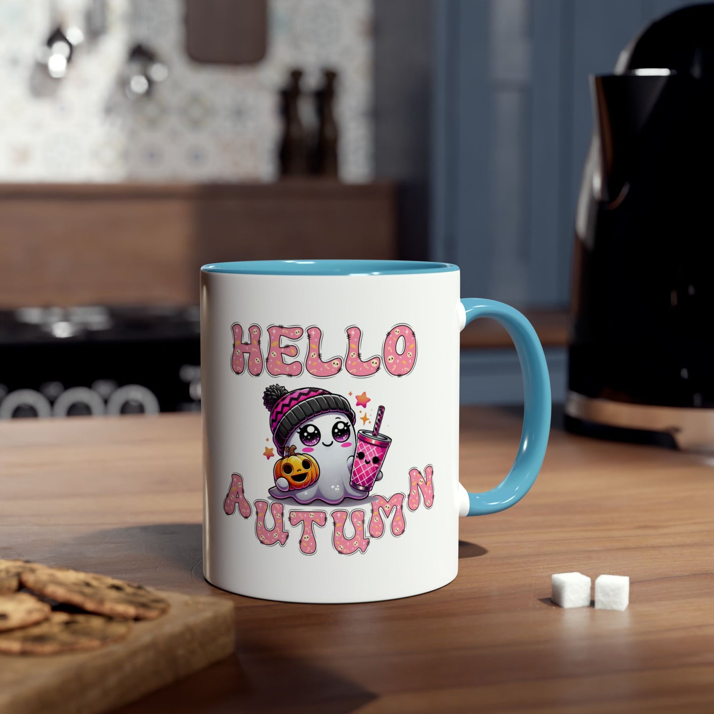 Hello Autumn Pink Two-Tone Coffee Mugs, 11oz