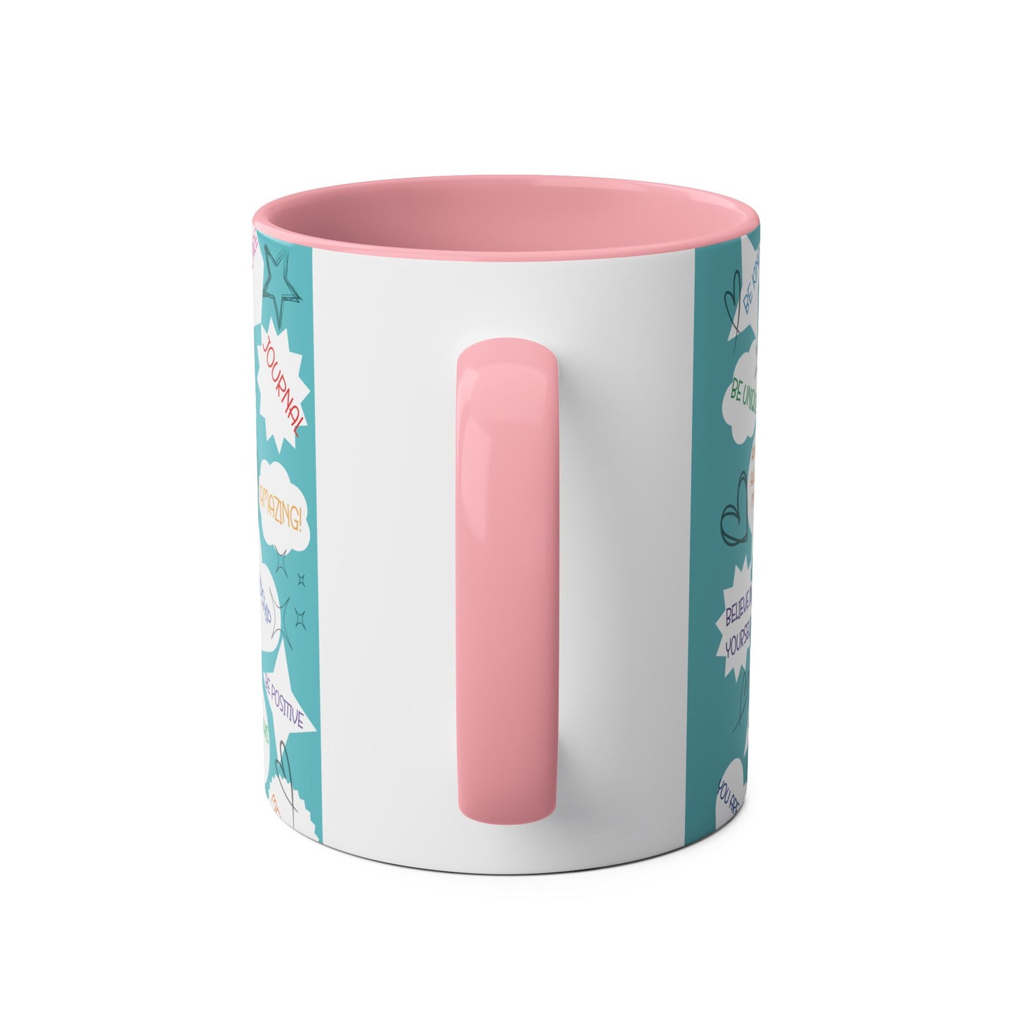 Positive Thoughts Blue Two-Tone Coffee Mugs, 11oz