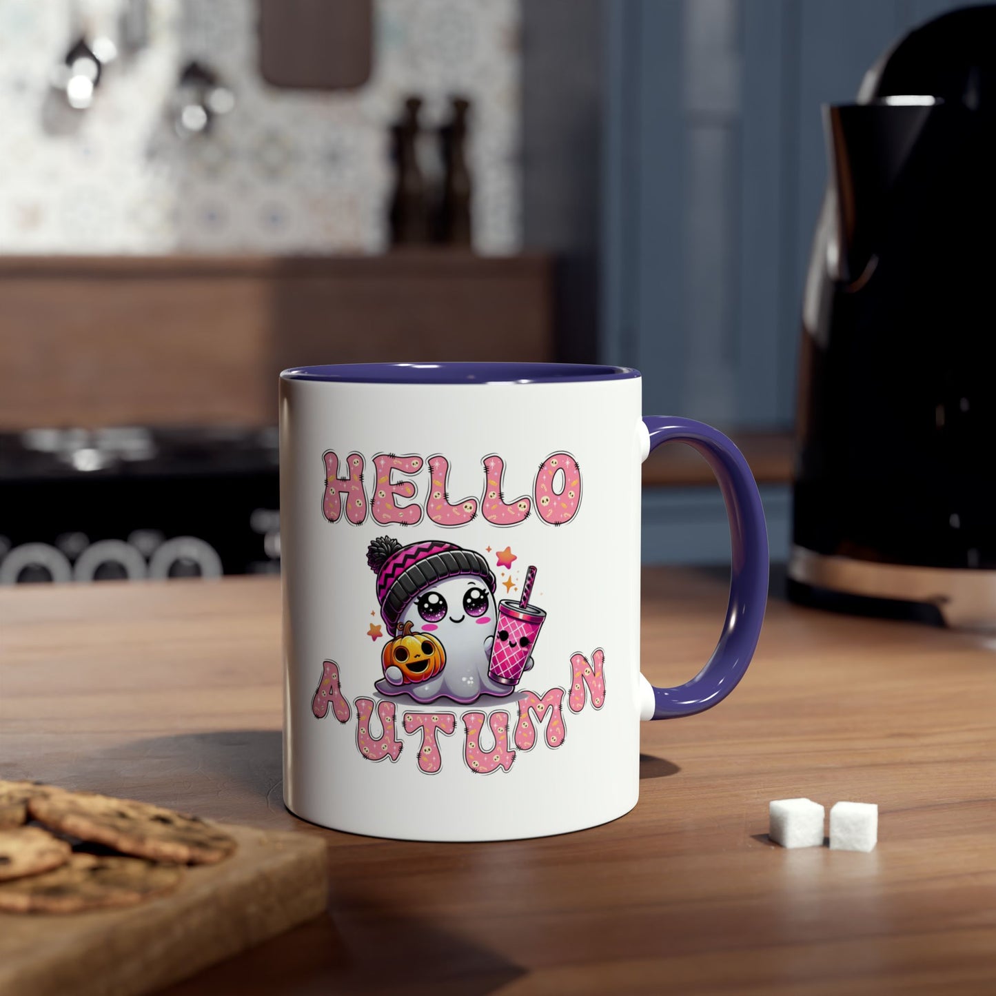 Hello Autumn Pink Two-Tone Coffee Mugs, 11oz