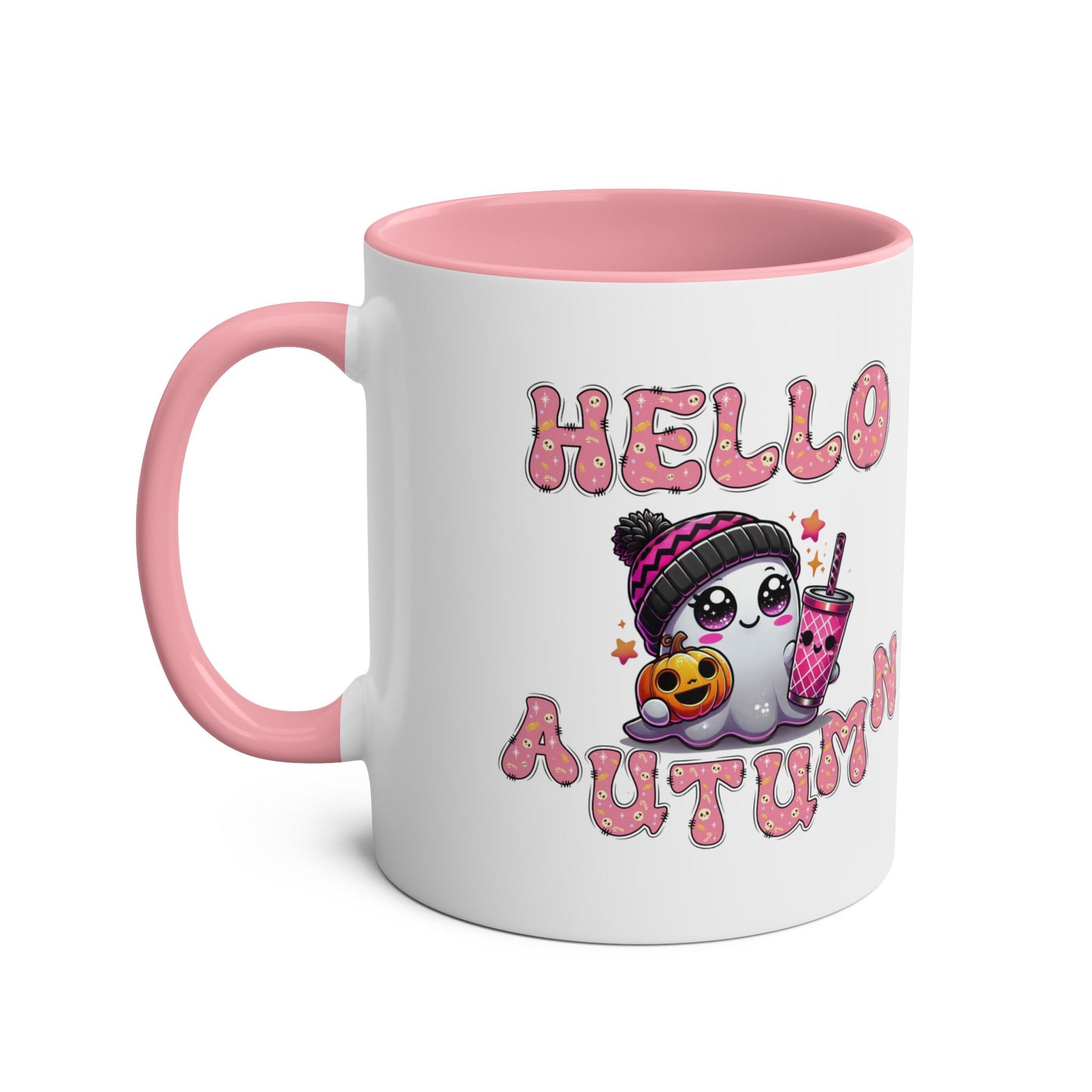 Hello Autumn Pink Two-Tone Coffee Mugs, 11oz